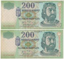2007. 200Ft (2x) sorszámkövetők "FA 3766499 - FA 3766500" T:XF