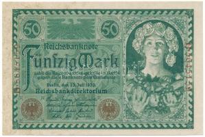 Német Birodalom / Weimari Köztársaság 1920. 50M "B 5645159" T:AU German Empire / Weimar Republic 1920. 50 Mark "B 5645159" C:AU Krause 68.