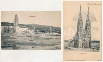 6 db RÉGI Horvátország, Olaszország és Bosznia-Hercegovina képeslap: Zagreb, Mostar, Volosca, Cirkve...