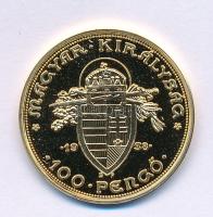 DN "Magyar aranypénzek utánveretben - Szent István jubileumi 100 Pengő 1938" aranyozott Ag emlékérem kapszulában, tanúsítvánnyal (5,5g/0.333/25mm) T:PP