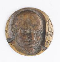 Lenin plakett, bronz, jelzett, d: 8,5 cm