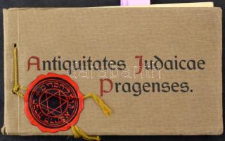 Antiquitates Judaicae Pragenses / Prága zsidó emlékei - füzet 25 lappal, ismertető füzettel. M. Schulz S.A. (Prague) / Jewish Antiquities of Prague - booklet with 25 cards and brochure: Old New Synagogue (Altneu-Synagoge), Old Jewish Cemetery