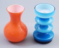2 darab retro német kétrétegű üvegváza, m: 12-13 cm