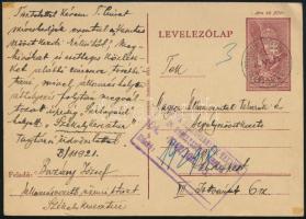 1942 Levelezőlap "SZÉKELYUDVARHELY-SZÉKELYKERESZTÚR" mozgóposta bélyegzéssel / with railway postmark