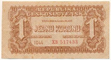 Csehszlovákia 1944. 1K T:F, szép papír Czechoslovakia 1944. 1 Koruna C:F, fine paper Krause P#45