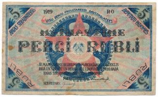 Lettország / Rigai Munkásszervezet 1919. 5R T:F Latvia / Riga's Workers Deputies' Soviet 1919. 5 Rubłis C:F Krause R3