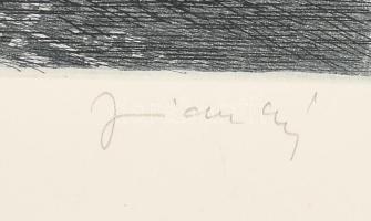 Jurida Károly (1935-2009): Bazilika. Rézkarc, papír, jelzett, 29×39 cm