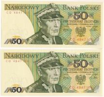 Lengyelország 1979. 50Zl (2x) sorszámkövetők "CD 4847105 - CD 4847106" T:UNC,AU / Poland 1979. 50 Zlotych (2x) consecutive serials "CD 4847105 - CD 4847106" C:UNC,AU Krause 142.