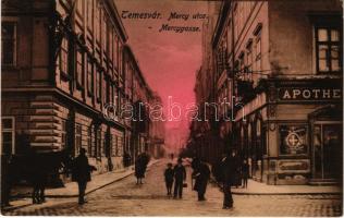 1918 Temesvár, Timisoara; Mercy utca, gyógyszertár. Gerő Manó kiadása / Mercygasse, Apotheke / street view, pharmacy (EK)