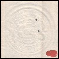 1708 Levél külzet a Rákóczi korból, viaszpecséttel, valamint "kuruc-lovas vízjellel", rest...