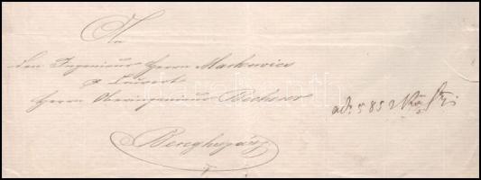 1878 Dr. Strousberg általános alvállalkozó "Magyar Északnyugati vasút" igazolása Markovits...