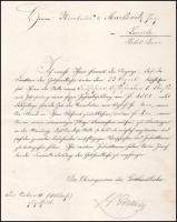 1875 Igazolás Markovits Miklós vasútépítő mérnök alkalmazásáról a Gotthardbahn főmérnökétől Luzernbő...