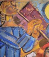 Hetényi Tibor (1891-1977): Női akt. Tempera, papír, jelzés nélkül, kissé sérült. Kartonra kasírozva,...