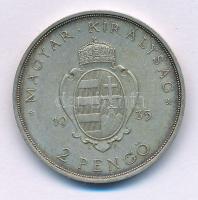 1935. 2P Ag "Pázmány" T:AU patina Adamo P7.1