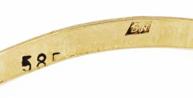 14K arany (Au) fülbevaló és gyűrű, jelzett össz 1,45 g