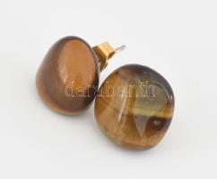 14K arany (Au) szerelékes tigrisszem fülbevaló br 3,66 g 13mm