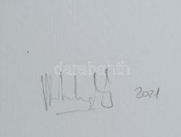 Wolsky András (1969-): Random-surface No. 4/A, 2021. Akril, kollázs, papír, jelzett. Üvegezett faker...