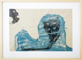 Bálint jelzéssel: Motívumok. Monotípia, papír. Üvegezett fakeretben. 28,5x41 cm