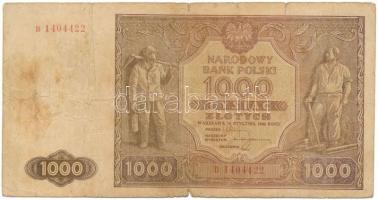 Lengyelország 1946. 1000Zl "B 1404422" T:VG Poland 1946. 1000 Zlotych "B 1404422" C:VG Krause 128.