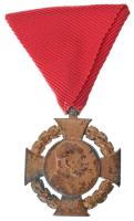 1908. "Polgári Jubileumi Kereszt" aranyozott bronz kitüntetés mellszalagon T:XF kopott aranyozás Hungary 1908. "Jubilee Cross for Civil State Officials" gilt bronze decoration with ribbon C:XF worn gilt NMK 270.