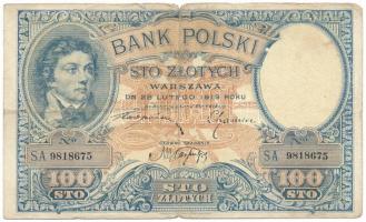 Lengyelország 1919. 100Zl "9818675" T:VG Poland 1919. 100 Zlotych "9818675" C:VG Krause 57.