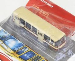 LiAZ-677 autóbusz makett, h: 14 cm + Legendás buszok a múltból 57. sz. kiadvány, bontatlan csomagolá...