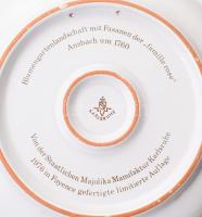 1976 Karlsruhe Majolika Manufaktur Famille Rose mintás nagyméretű dísztál, mázas kerámia, jelzett, d...