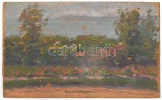 Bosznay István (1868-1944): Balatonkenese, 1934. Olaj, fatábla, jelezve jobbra lent, hátoldalán Bosznay István autográf feliratával. 13,5×22 cm