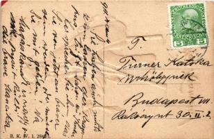 1911 Servus alter Krampus! B.K.W.I. 2840/1. / Krampus as an old wounded man. Emb. (b)