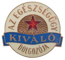 1957. "Az Egészségügy Kiváló Dolgozója" műgyantás fém jelvény eredeti dísztokban (30x32mm) T:AU
