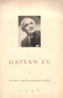 Füst Milán:  Hatvan év. Füst Milán beszéde jubileuma ünnepén. Füst Milán (1888-1967) háromszoros Baumgartner-díjas költő, író, drámaíró ünnepi válaszbeszéde. (Budapest), 1948. (Athenaeum Nyomda). 6 p. Egyetlen kiadás. Tezla 0. Fűzve, illusztrált kiadói borítóban. Jó példány, ritka.