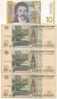 Oroszország 1997. 10R (3x) + Jugoszlávia 2000. 10D T:F közte szép papír Russia 1997. 10 Rubles (3x) + Yugoslavia 2000. 10 Dinara C:F with fine paper