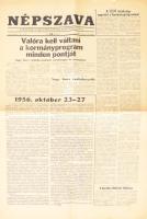1956 A Népszava 84. évf. 255. száma (október 29.) a forradalom híreivel Nagy Imre rádióbeszédével
