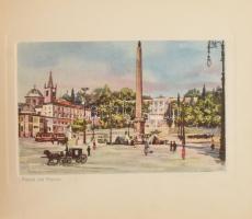 Ricordo di Roma, 32 Acquarelli, színes reprodukciókat tartalmazó album, sérült borítóval, a hátsó bo...