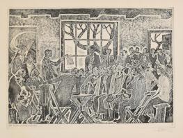 3 db szocreál Rézkarc Stettner, Vathy József, Istokóvics Kálmán. , papír. Jelzettek. 29x39 cm-ig