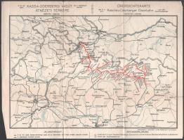 cca 1910 A cs. kir. szab. Kassa-Oderbergi Vasút átnézeti térképe, 1 : 800.000, Bp., Klösz György és Fia Térképészeti Műintézet, sarkán vágásból eredő kisebb hiánnyal, 25x32,5 cm