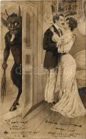 1906 Krampus with romantic couple (fa)
