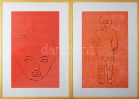 Csontó Lajos (1964-): Ne érints, figyelj! Szerigráfia, papír, jelzett Sorszámozott művészpéldány E. A. I. / 2. 100x70 cm Üvegezett keretben.