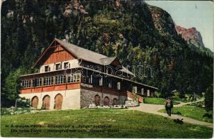 Tátra, Magas-Tátra, Vysoké Tatry; Középorom a Zerge szállóval. Paul Bender (Zürich) / Mittelgrad mit dem Gemse Hotel / mountain peak, tourist hotel (EK)