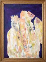 Kulifay Tamás (1958-): Az angyal és a király titkai. Olaj, farost. Fa keretben. 70x50 cm