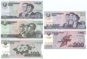 Észak-Korea 2008. 5W-5000W (9xklf) "Kim Dzsongszuk, Kim Ir Szen első feleségének születésének 100. évfordulójára" nyomattal T:UNC North Korea 2008. 5 Won - 5000 Won (9xdiff) "100th birthday of Kim Jong Sook, first wife of Kim Il Sung" commemorative issues C:UNC