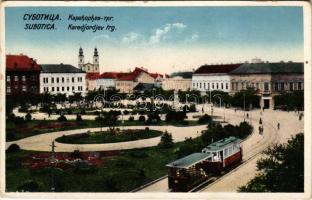 Szabadka, Subotica; Karadjordjev trg / tér, villamos / square, tram (EK)