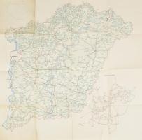 1970 Magyarország autóbuszhálózata 1970-71, kétoldalas térkép, Bp., Kartográfiai Vállalat, lapszéli ...