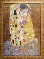 Klimt Csók c. képének dekoratív nyomata, dekoratív keretben. 46x66 cm