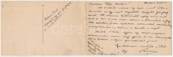 1917 Ljubljana, Laibach; 2-tiled folding panorama card (worn at fold)