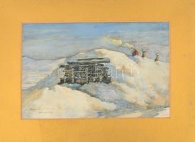 Bokka László: Krasznojarszk 1916. Akvarell, papír. Paszpartuban 28x19 cm