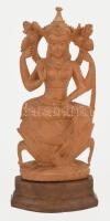 Faragott keleti hindu keményfa istenség szobor. 21 cm