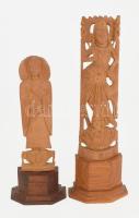 2 db Faragott keleti hindu keményfa istenség szobor. 16, 21 cm