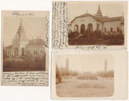 Fólya, Folea - 3 db RÉGI fotós képeslap: Bencizky-kastély. A képeslapok címzettje: Lónyay Ferencné Kende Nadine (1871-1955) / 3 pre-1945 photo postcards: villa, castle