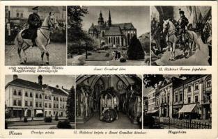 Kassa, Kosice; mozaiklap 6 képpel: Horthy Miklós, Szent Erzsébet dóm, II. Rákóczi Ferenc, Orsolya zárda, Rákóczi-kripta, Megyeháza / multi-view postcard with 6 images: Miklós Horthy, cathedral, Ferenc Rákóczi II, nunnery, crypt, county hall (EK)